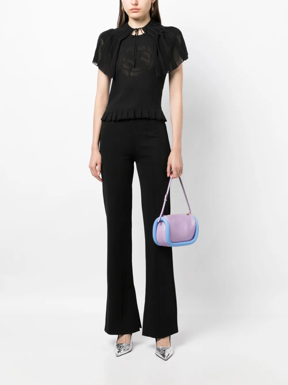 CHANEL Pre-Owned 2001 gebreide top met cape - Zwart
