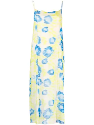 Ganni yellow slip dress hot sale