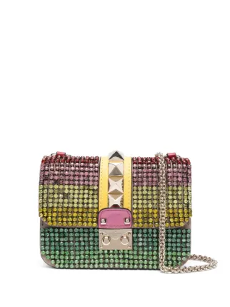 Valentino Garavani Pre Owned Glam Lock Schultertasche Mit Kristallen Rot FARFETCH DE
