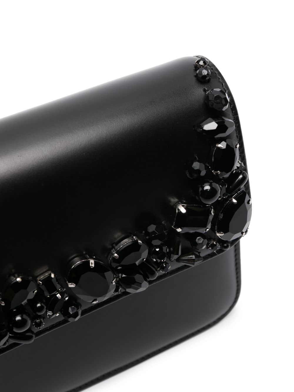 Shop Undercover Rhinestone-embellished Leather Crossbody Bag In Black