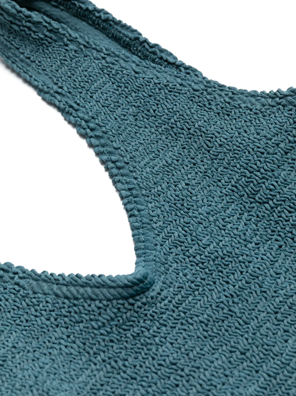  Bond-eye Textured Open-back Swimsuit - Blue 