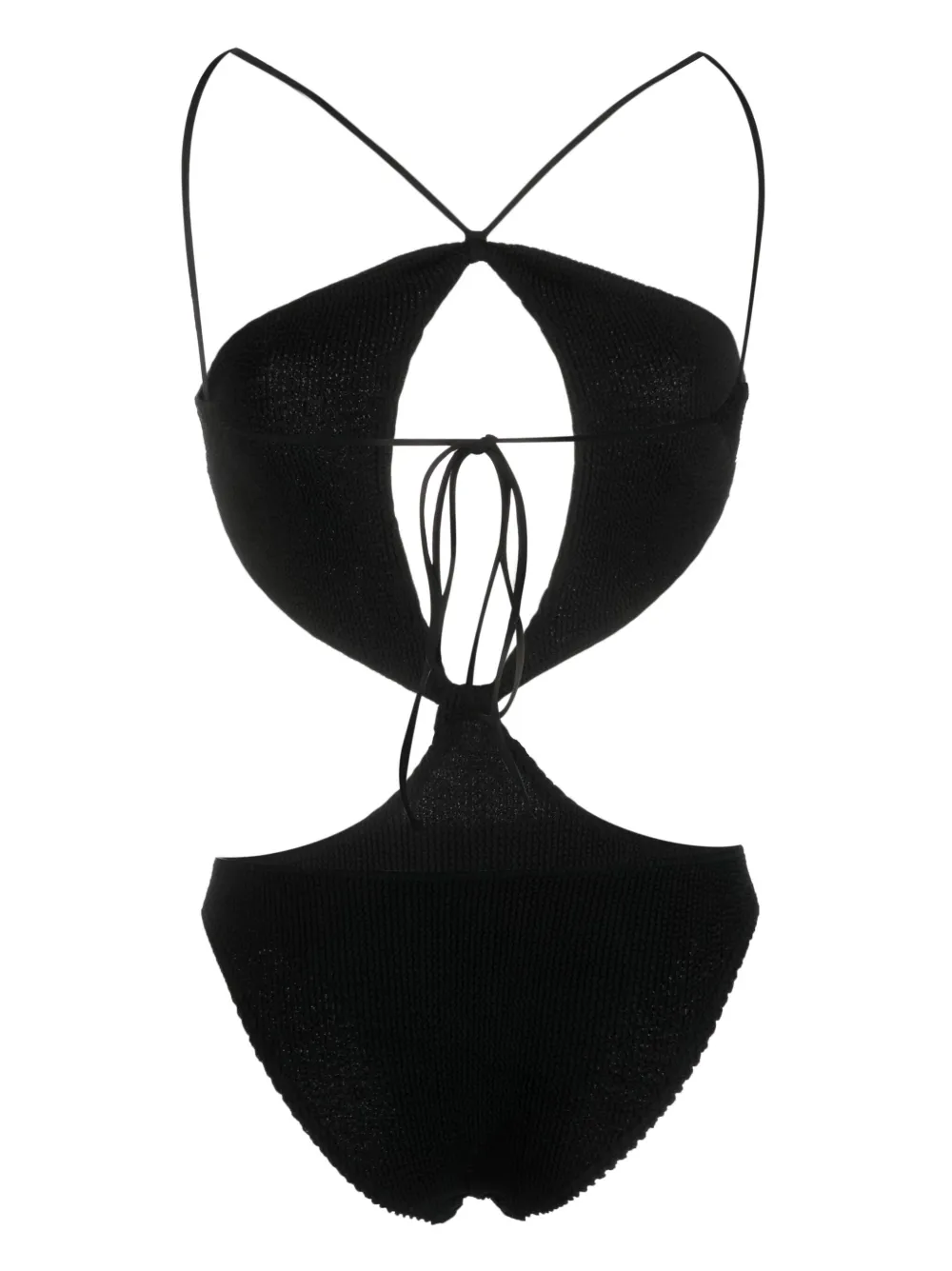 Bond-eye crinkled cut-out swimsuit - Zwart