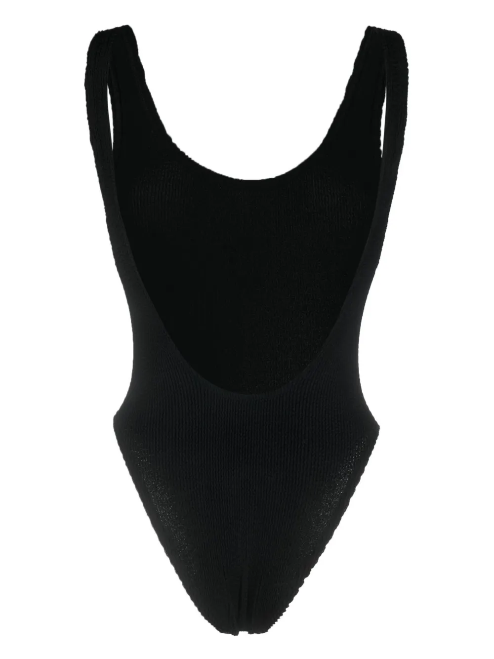 Bond-eye crinkled high-waisted swimsuit - Zwart