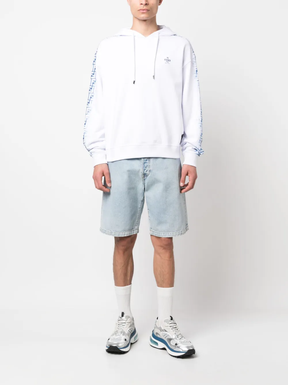 Fendi FF-motif drawstring hoodie - Wit
