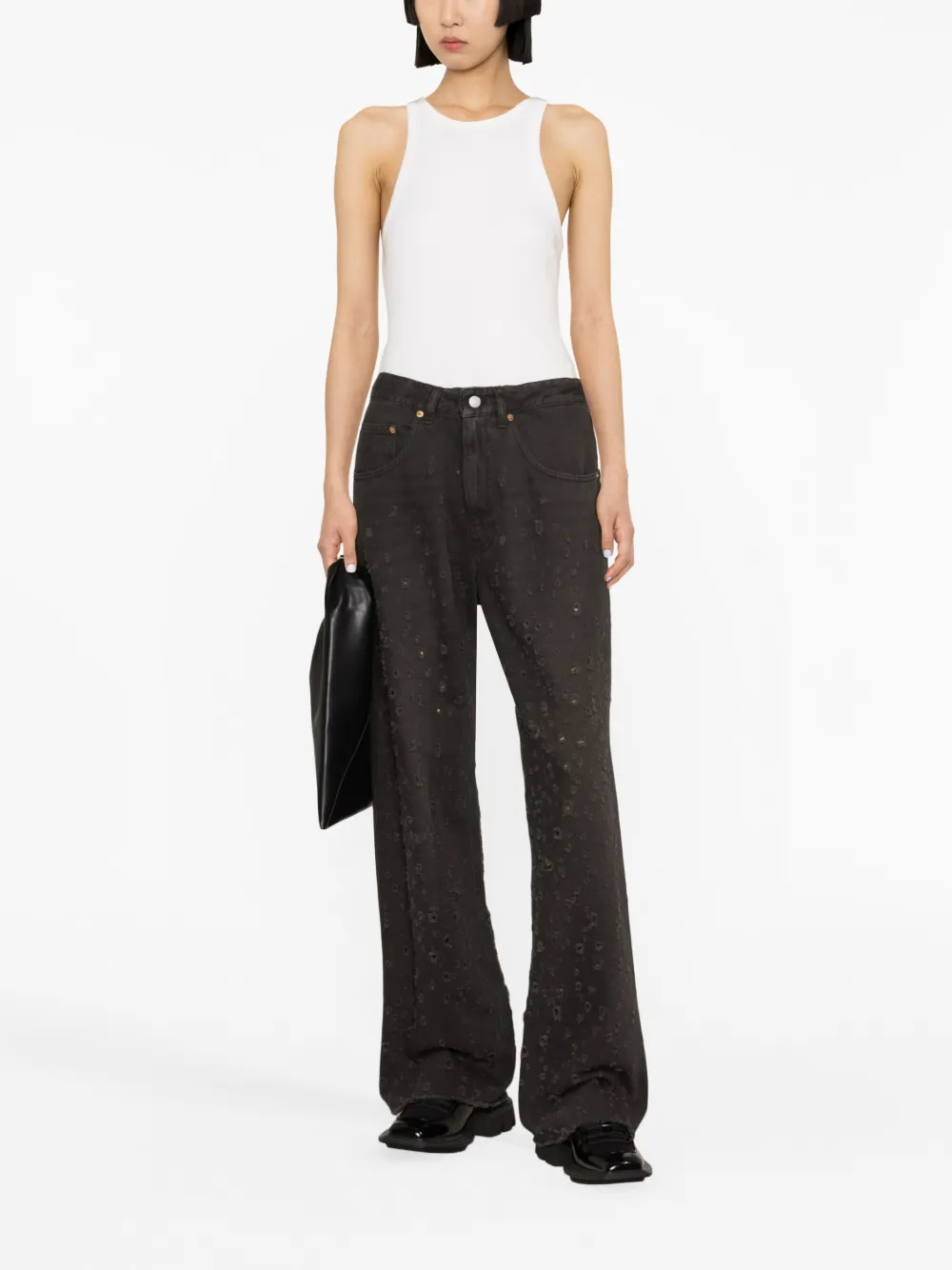 MM6 Maison Margiela Gerafelde jeans - Zwart