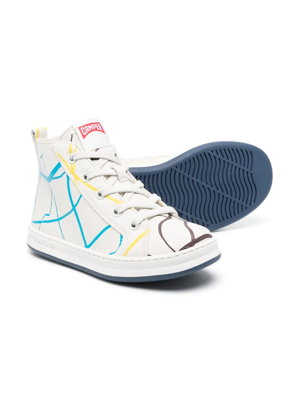 Image 2 of Camper Kids graphic-print leather sneakers