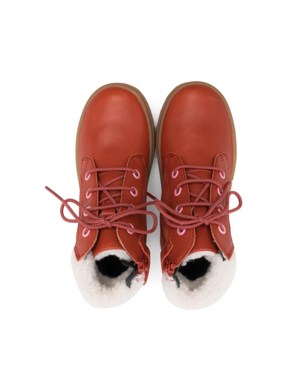  Camper Kids Lace-up Leather Boots - Red 