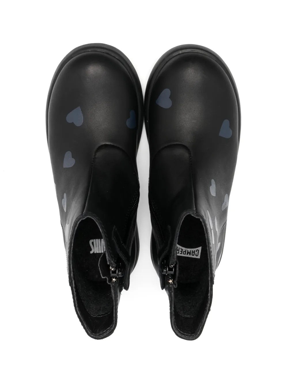 Camper Duet Twins Heart-print Boots In Black