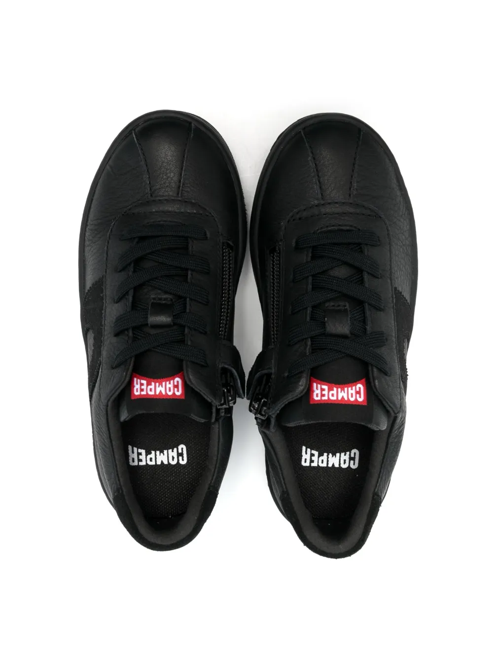 Camper Logo-patch Leather Sneakers In Black