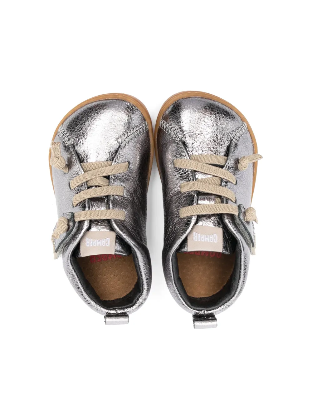  Camper Kids Peu Cami Metallic-finish Leather Sneakers - Grey 