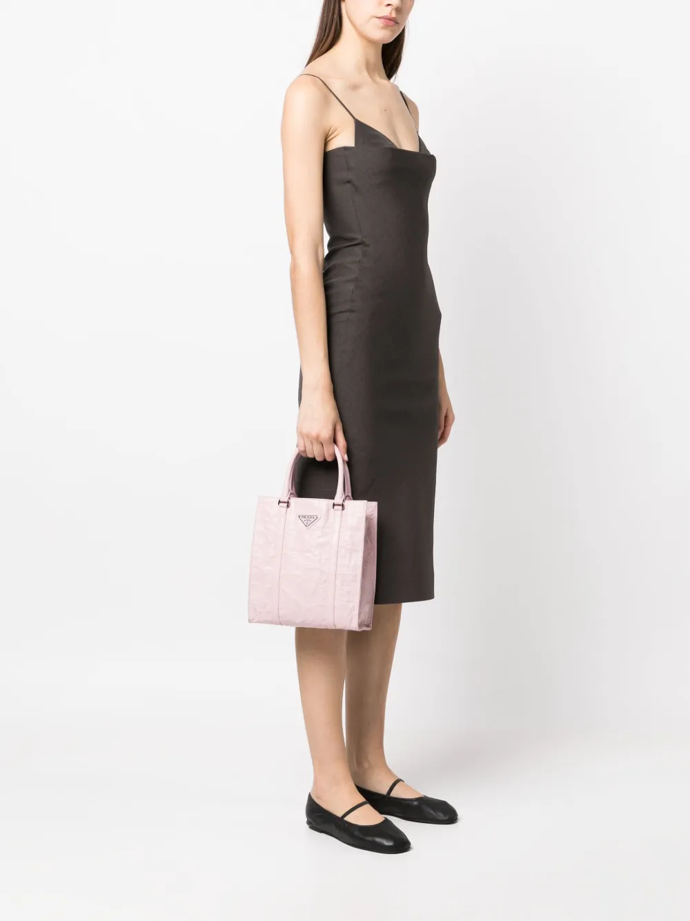 Prada Shopper met logoplakkaat - Roze
