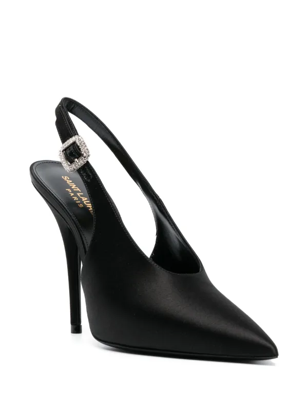 Yasmeen Silk Slingback Pumps in Purple - Saint Laurent