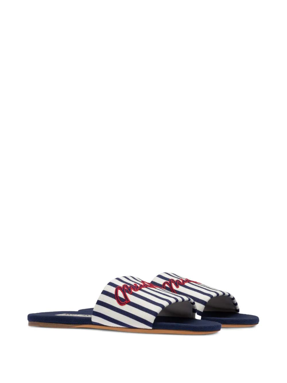 Miu Miu Badslippers met logo-jacquard - Wit