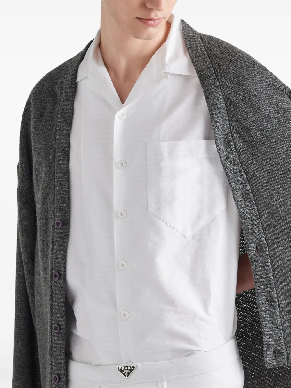 Prada Pocket Short-sleeve Shirt in White, view 3