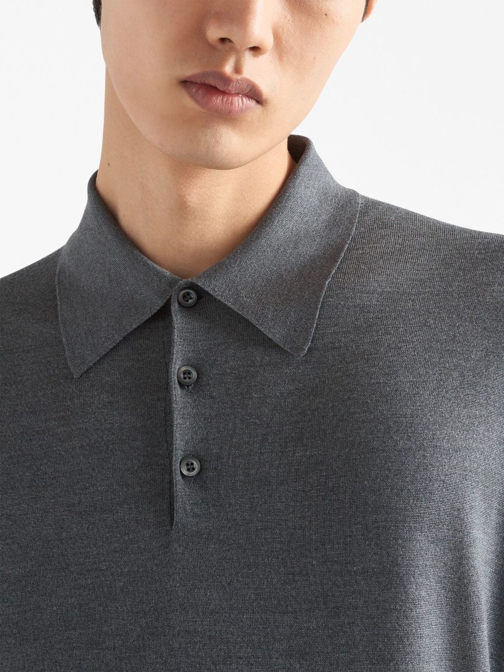 Shop Prada Silk Polo Shirt In Grey
