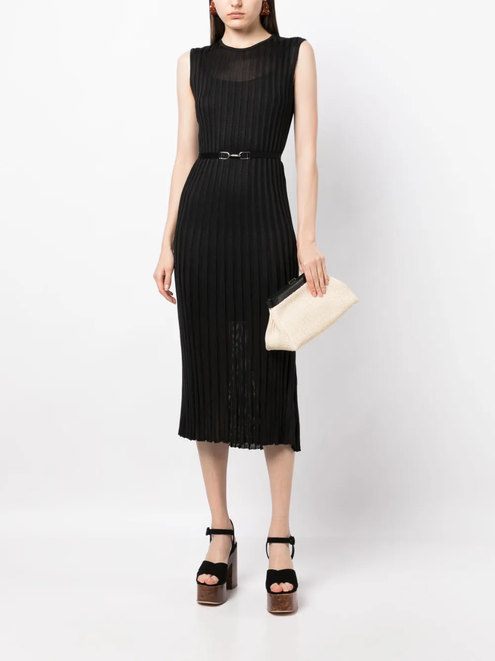 Gabriela Hearst Maier ribbed-knit silk midi dress - Zwart