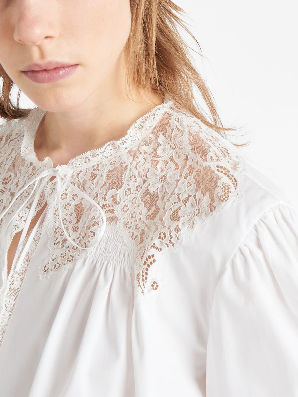 Shop Prada Floral-embroidered Poplin Shirt In White