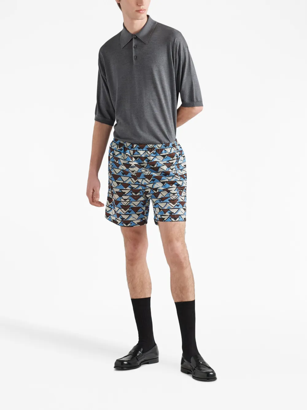 Prada Zwembroek met print - Blauw