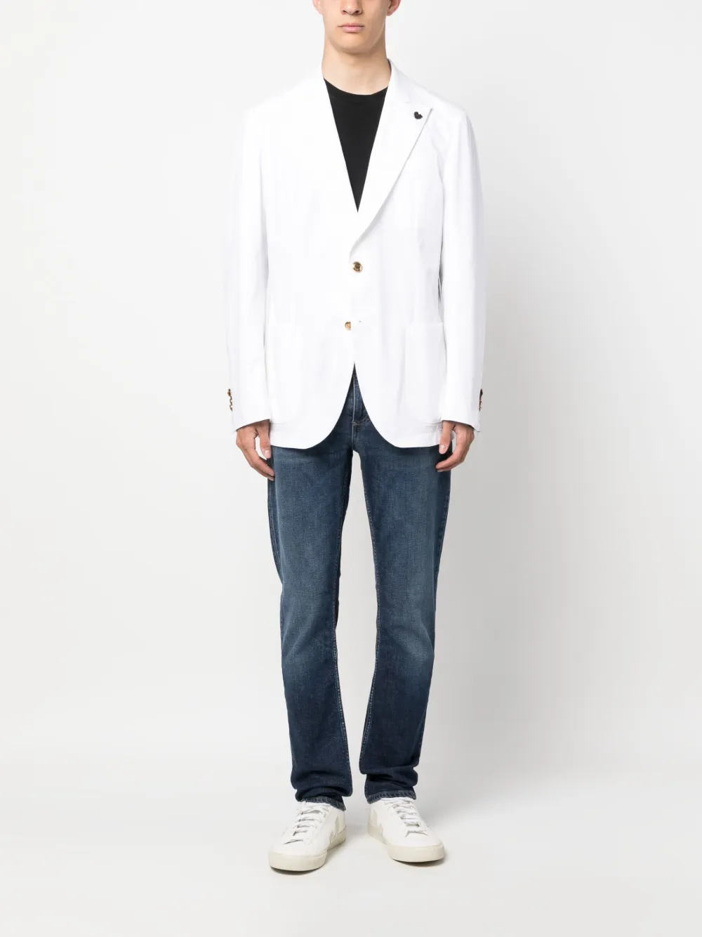 Gabriele Pasini brooch-detail single-breasted blazer - Wit