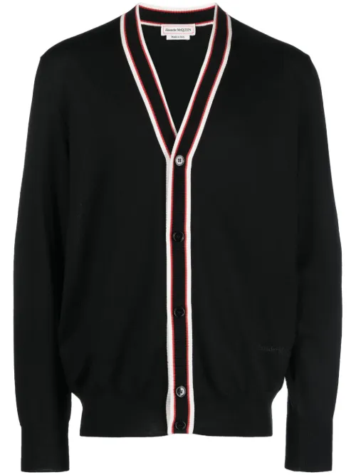 Cardigan col V à bords rayés - Alexander McQueen - Modalova