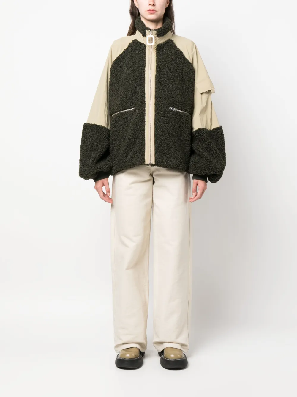 JW Anderson brushed-effect oversized jacket - Groen