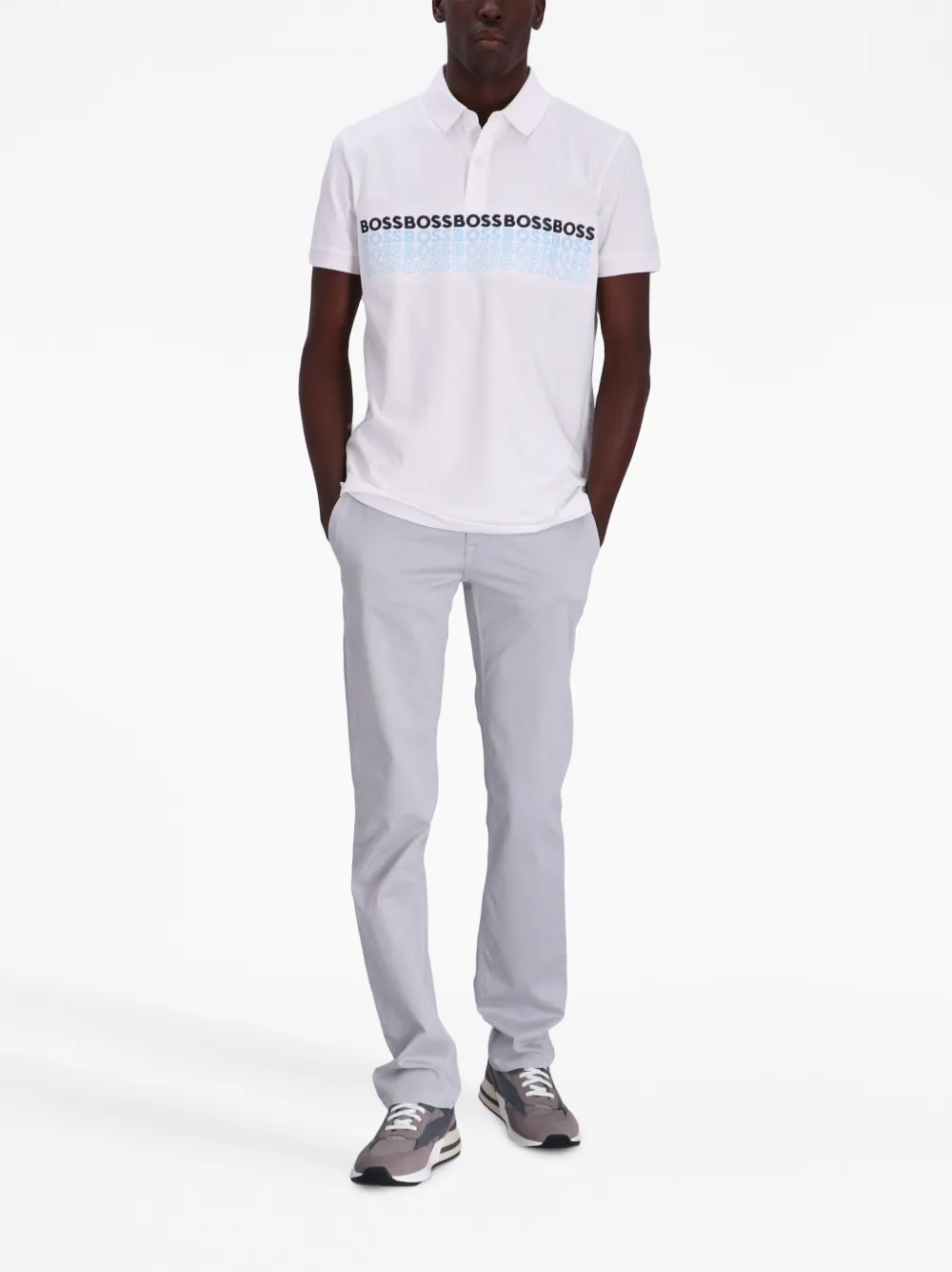 BOSS Poloshirt met geborduurd logo - Wit
