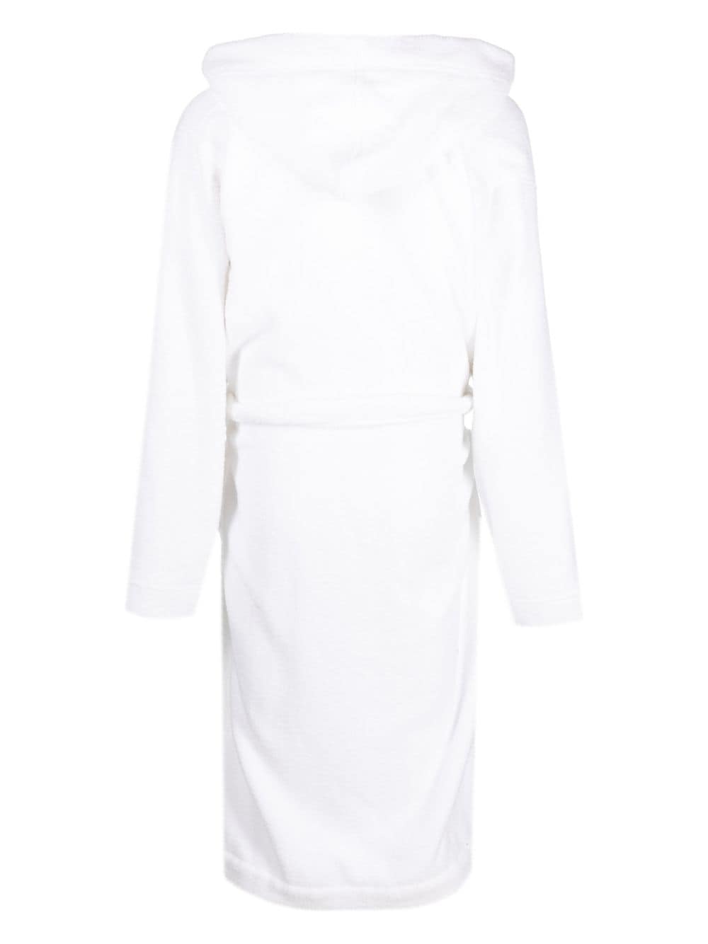 Shop Moschino Logo-embroidered Fleece Robe In White