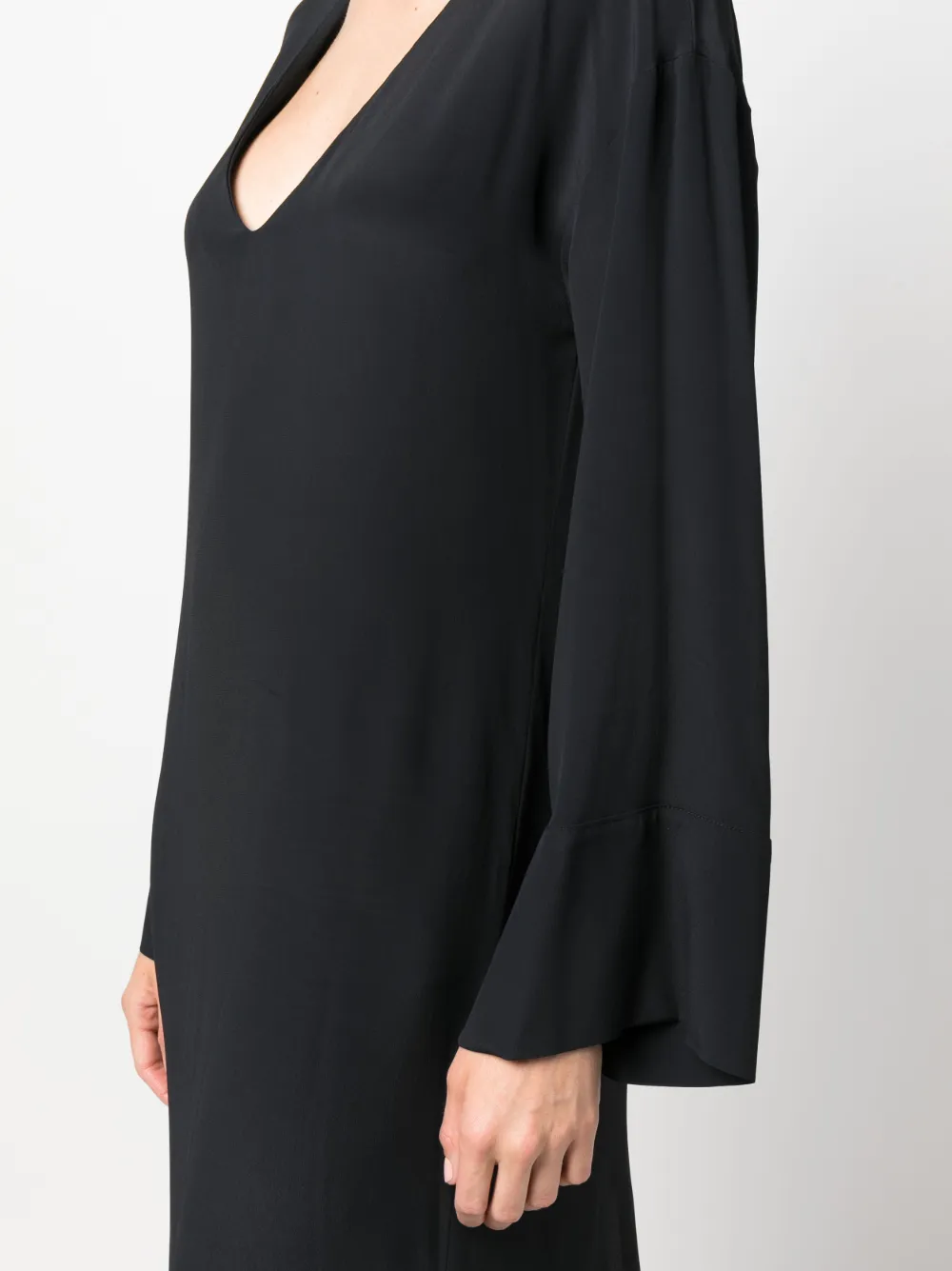 Shop Federica Tosi Long V-neck Dress In Black