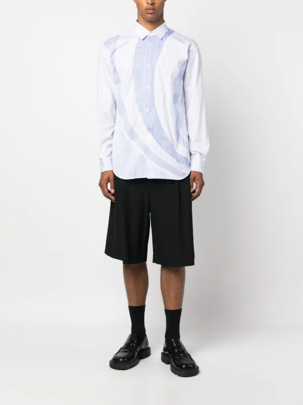 Comme Des Gar ons Shirt Striped Panelled long sleeve Shirt Farfetch