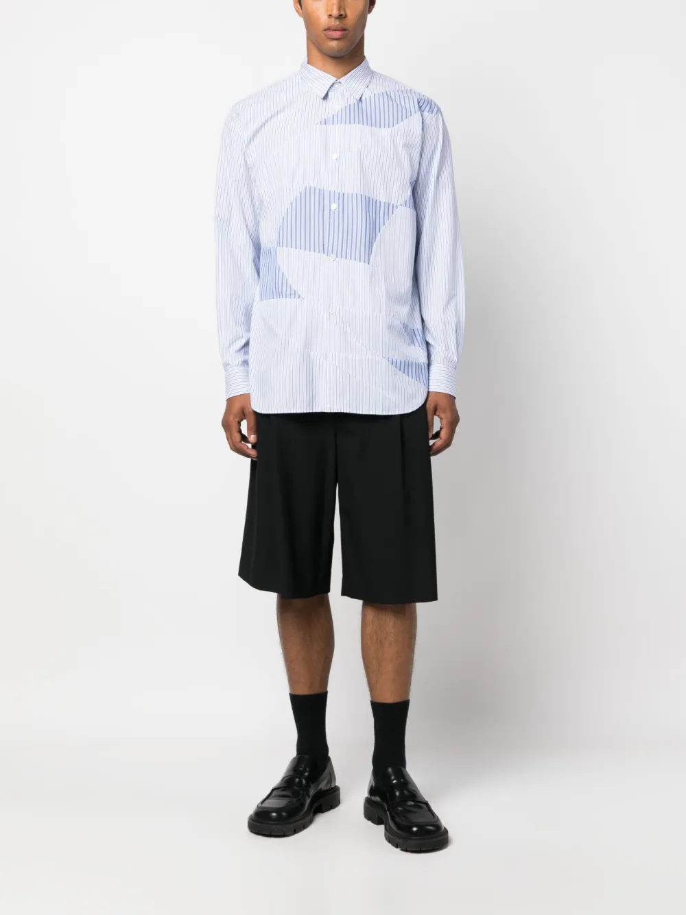 Comme Des Garçons Shirt Overhemd met gestreept vlak - Blauw