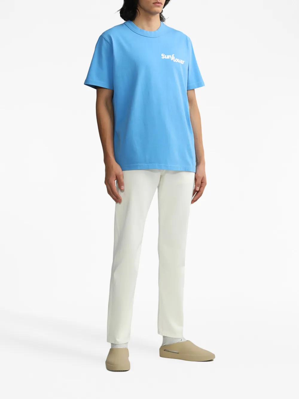 Sunflower logo-print cotton T-Shirt - Blauw