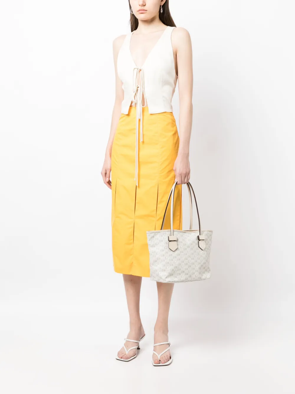 Moreau Shopper met monogramprint - Wit