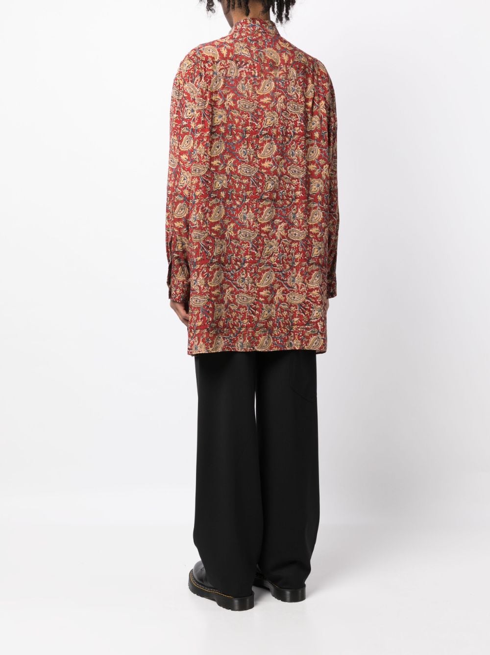Shop Yohji Yamamoto Floral-print Long-sleeved Shirt In 红色