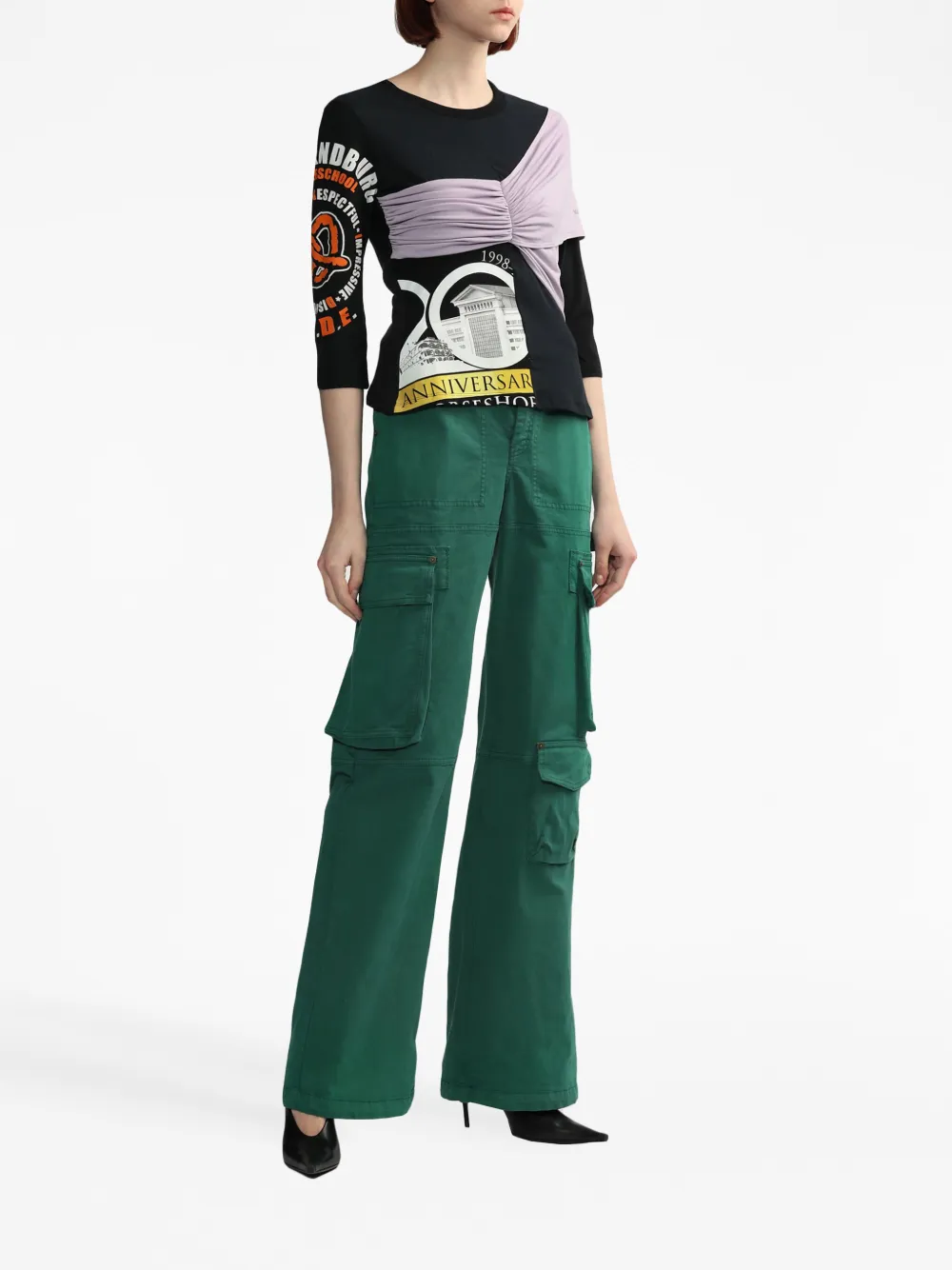Marine Serre Regenerated layered T-shirt - Zwart
