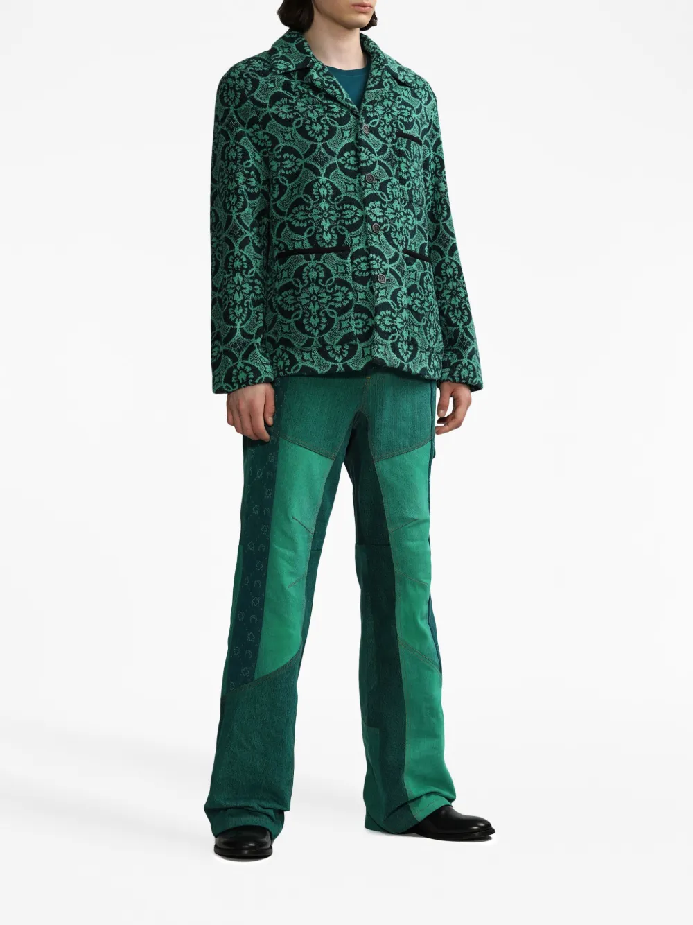 Marine Serre Oriental Towel cotton blazer - Groen
