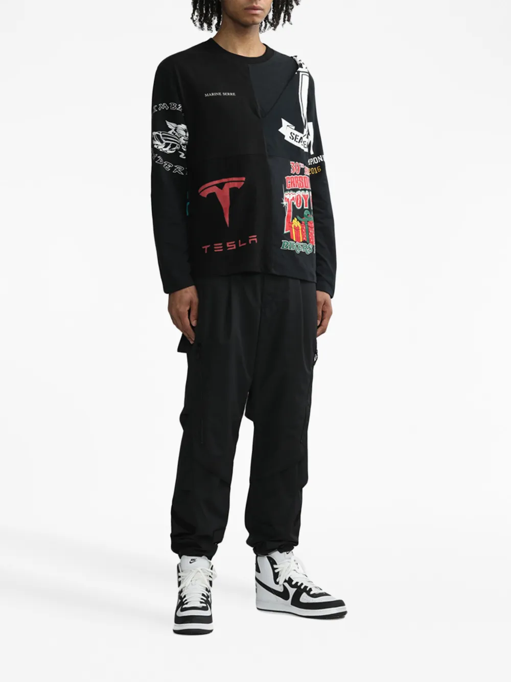 Marine Serre regenerated graphic-print jersey - Zwart