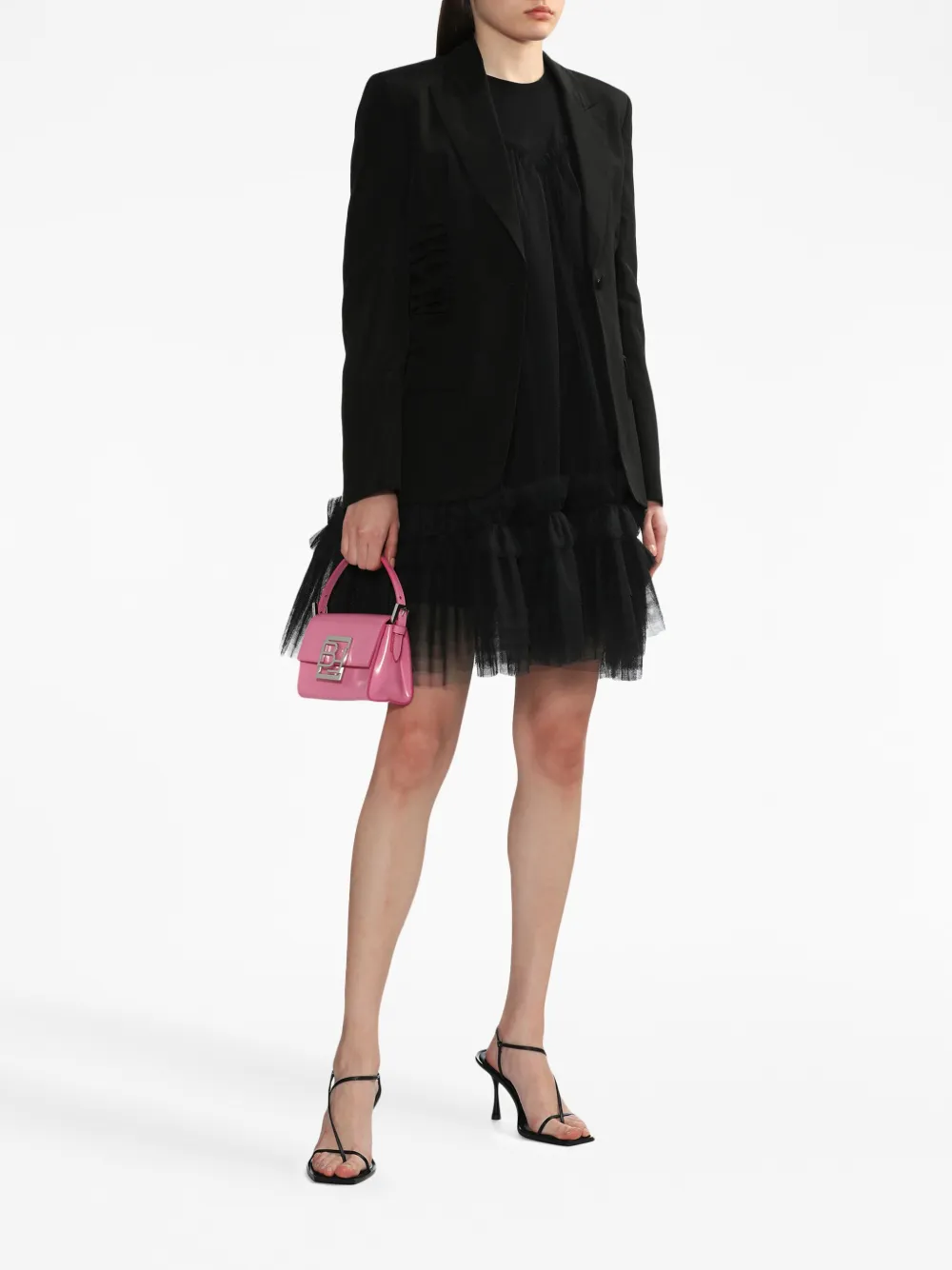MSGM ruched-detail single-breasted blazer - Zwart