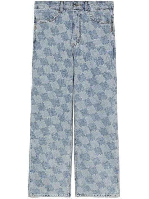 Ader Error checkerboard-print straight-leg jeans