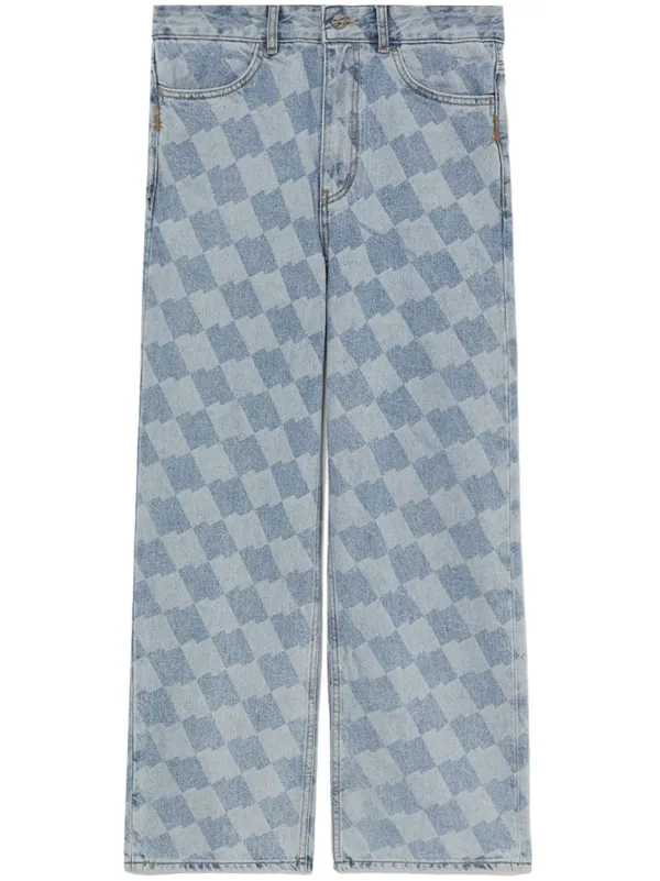 Checkered blue jeans discount