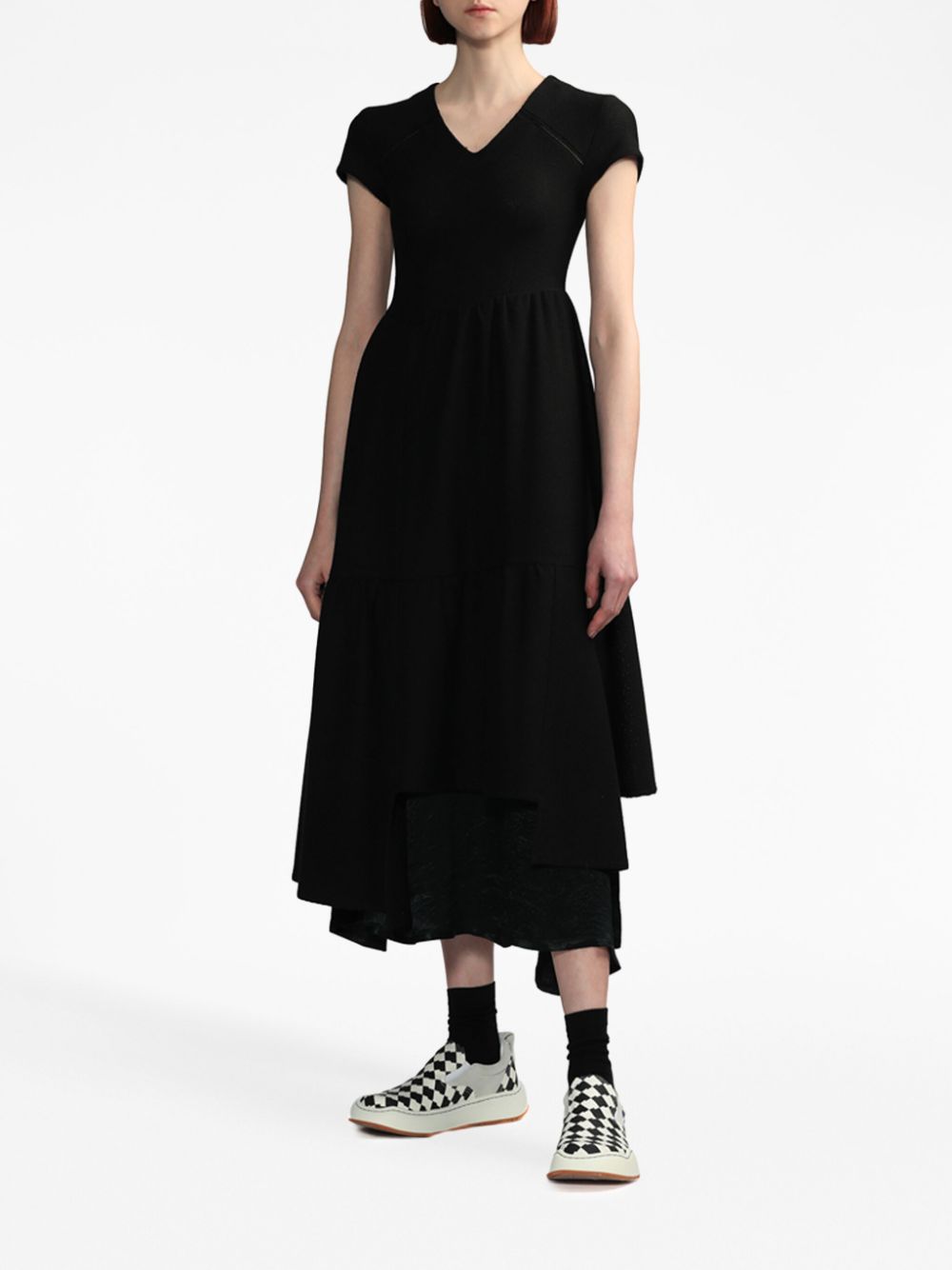 Shop Ader Error Ormen Short-sleeve Knitted Dress In Black