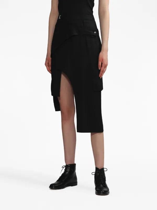 High waisted asymmetrical black skirt best sale