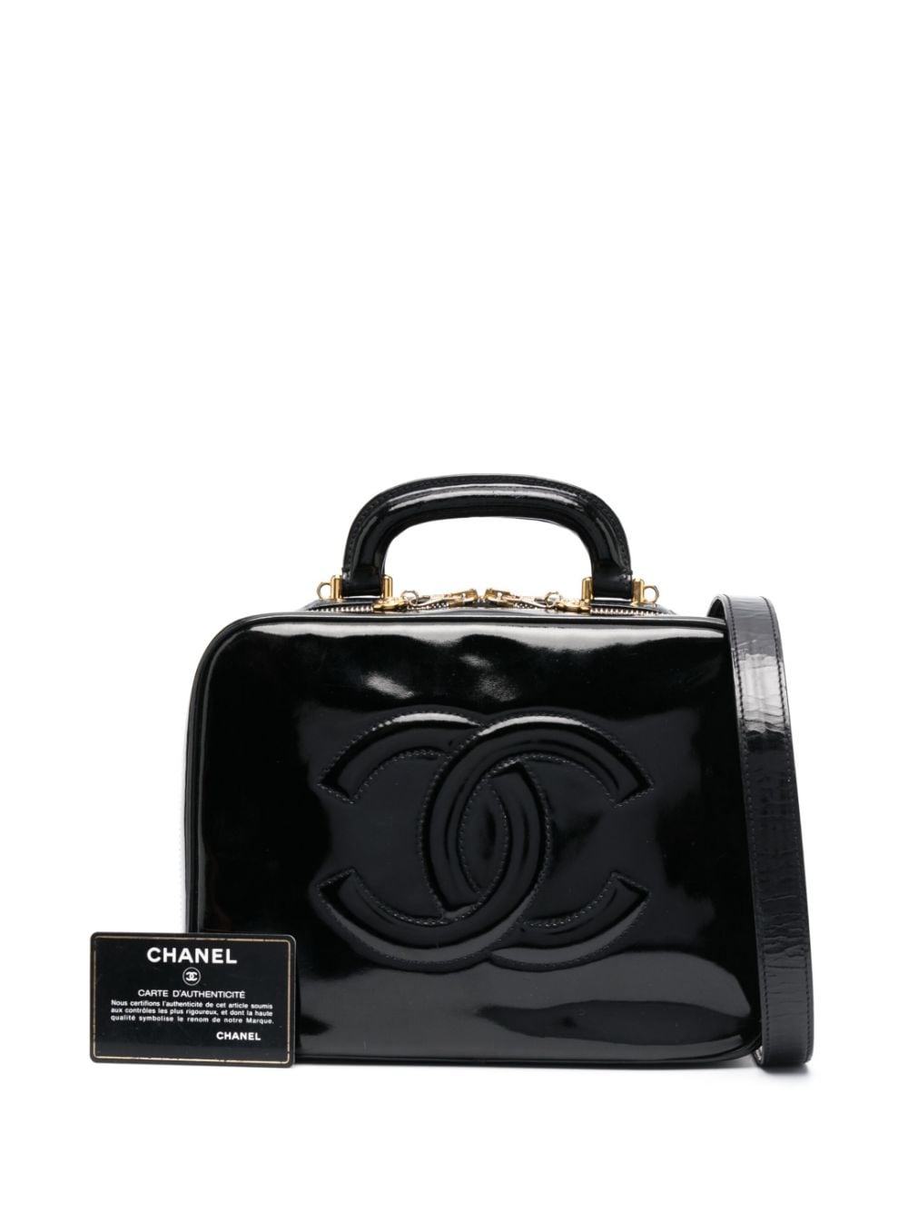1996 Chanel Black Quilted Patent Leather Vintage Small Timeless Lunch Box  Bag at 1stDibs