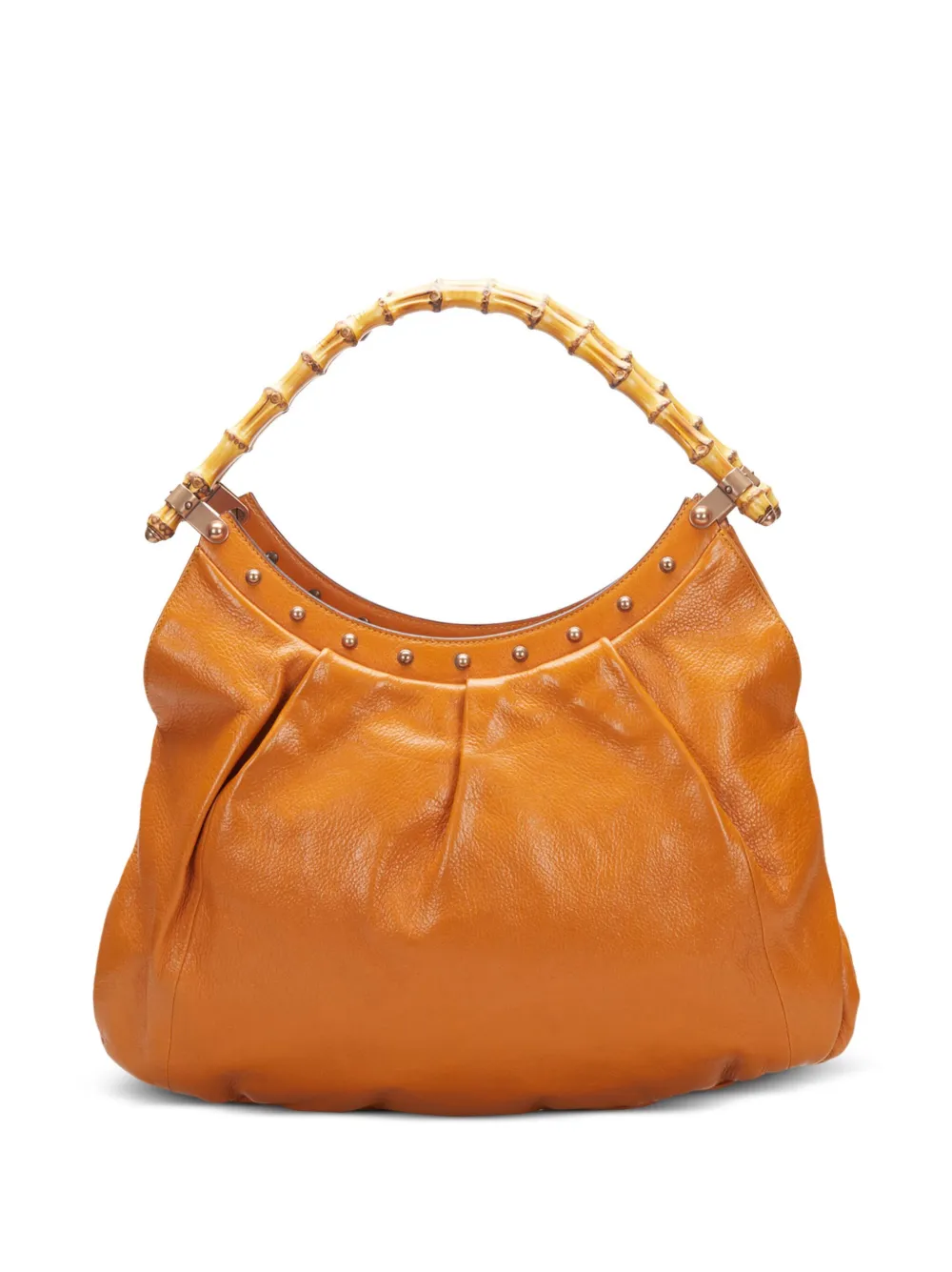 Gucci Pre-Owned Bamboo studded shoulder bag - Oranje