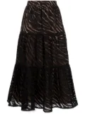 Michael Michael Kors embroidered tiered midi skirt - Black
