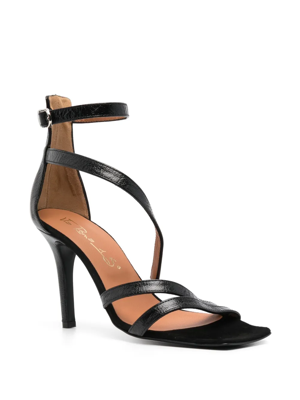 Via Roma 15 100mm open-toe leather sandals - Zwart