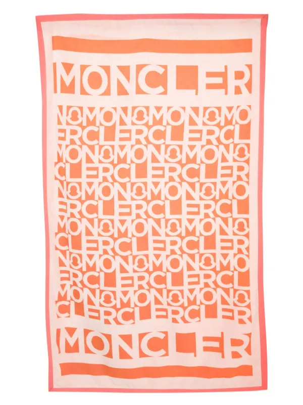 Moncler logo-print Cotton Beach Towel | Orange | FARFETCH UK