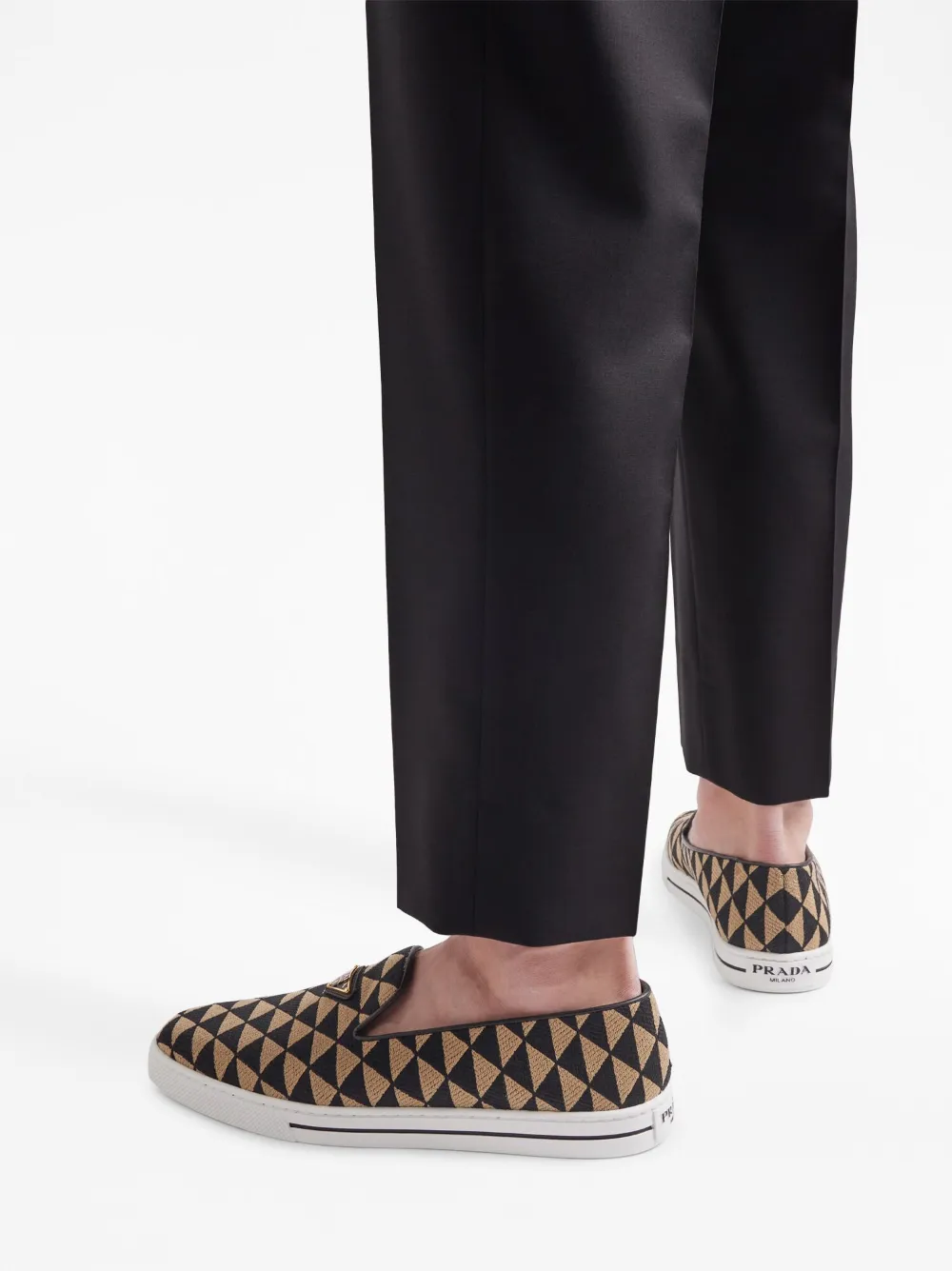 Prada Symbole Triangle-logo Loafers In 黑色