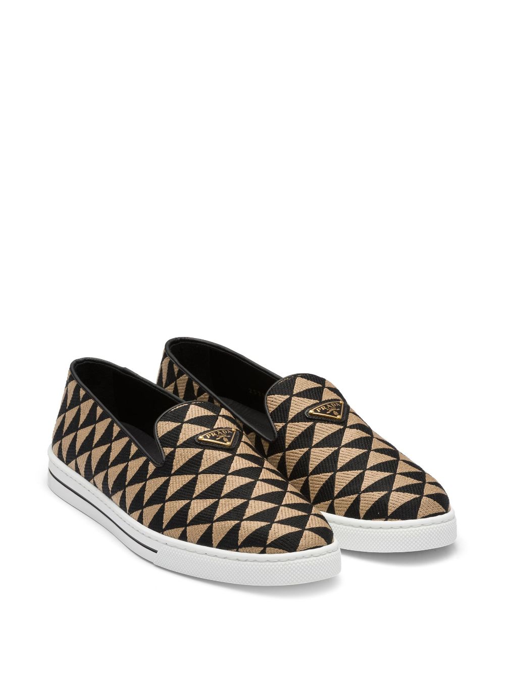 Shop Prada Symbole Triangle-logo Loafers In 黑色
