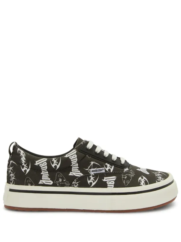 AMBUSH logo print Canvas Sneakers Black FARFETCH AU