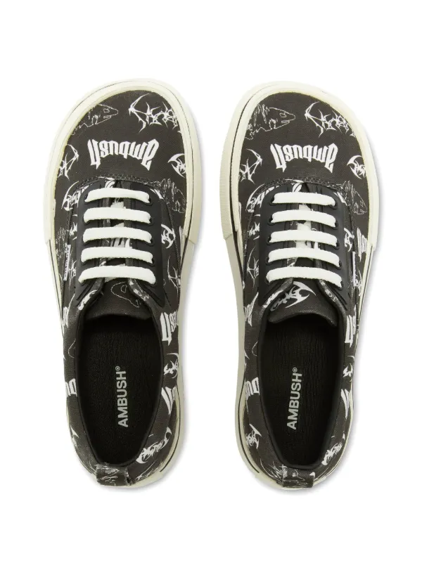 AMBUSH メンズ　26.5 AMBUSH logo-print Canvas Sneakers | Black | FARFETCH